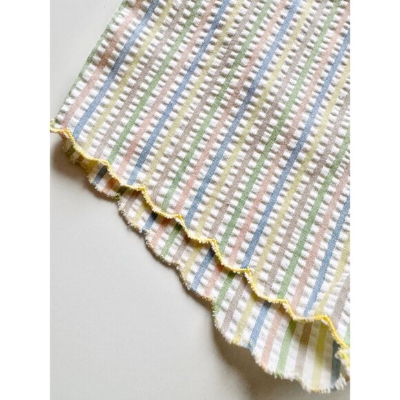 Vintage Girls' Pastel Striped Cotton Seersucker Scalloped Shorts, Size S (6-7) - Picture 4 of 10